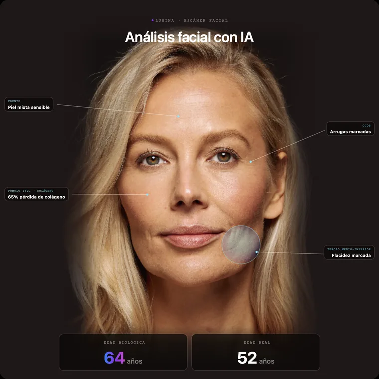 Ejemplo de análisis facial con IA de Protocolo Lumina